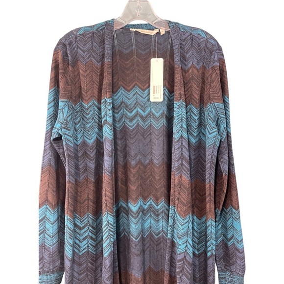 Soft Surroundings Gabriela Blue Chevron Duster Cardigan Sweater Petite Small - Picture 4 of 9